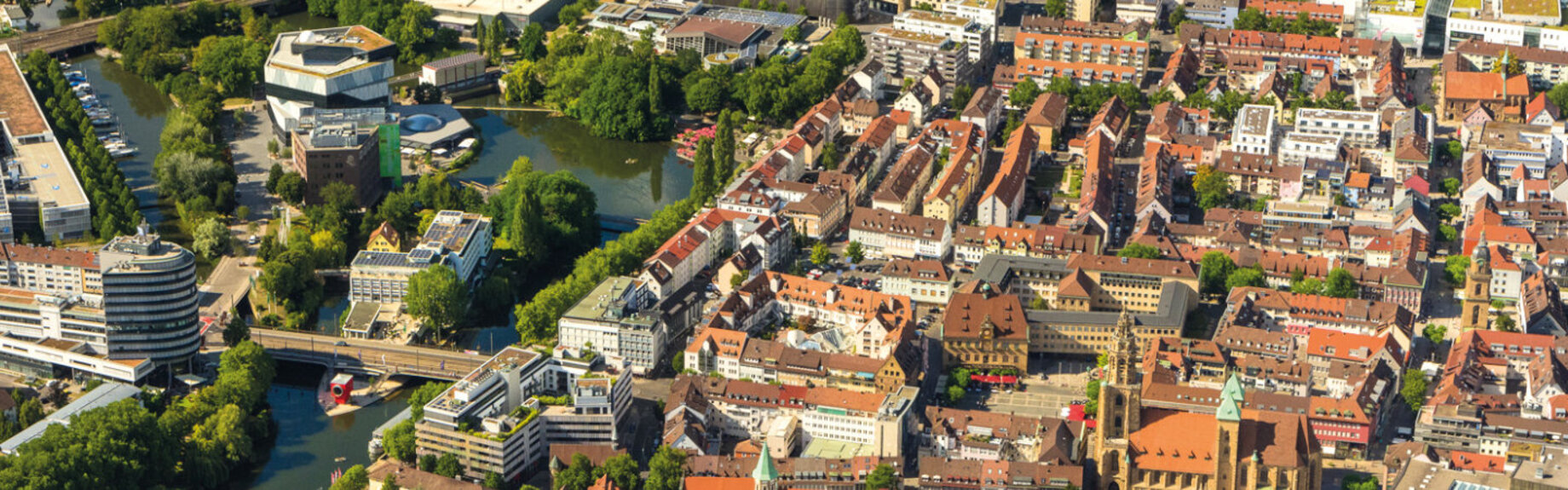 Luftaufnahme der Innenstadt von Heilbronn