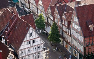 Luftaufnahme der Zöllnerstraße in der Altstadt von Celle