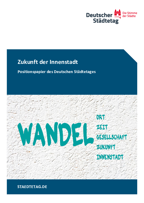 Cover des Positionspapier "Zukunft der Innenstadt"
