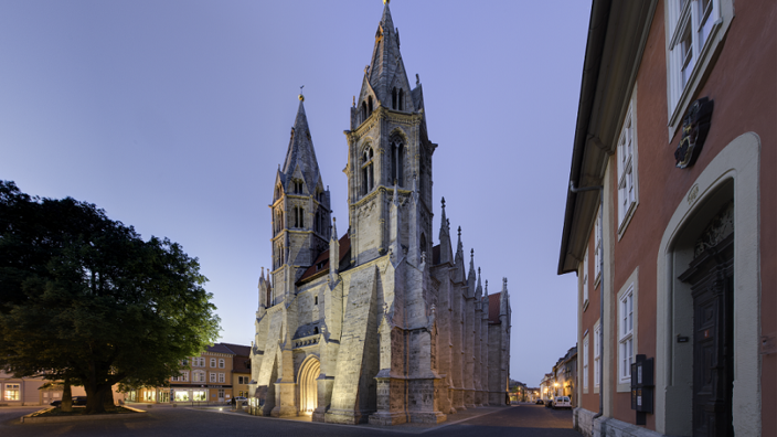 Mühlhausen mit Blick auf die Bachkirche Divi Blasii, eine evangelische Kirche.
