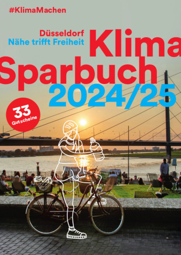 Das Titelbild des Klimasparbuches der Landeshauptstadt Düsseldorf, das in der Auflage 2024/25 erschienen ist