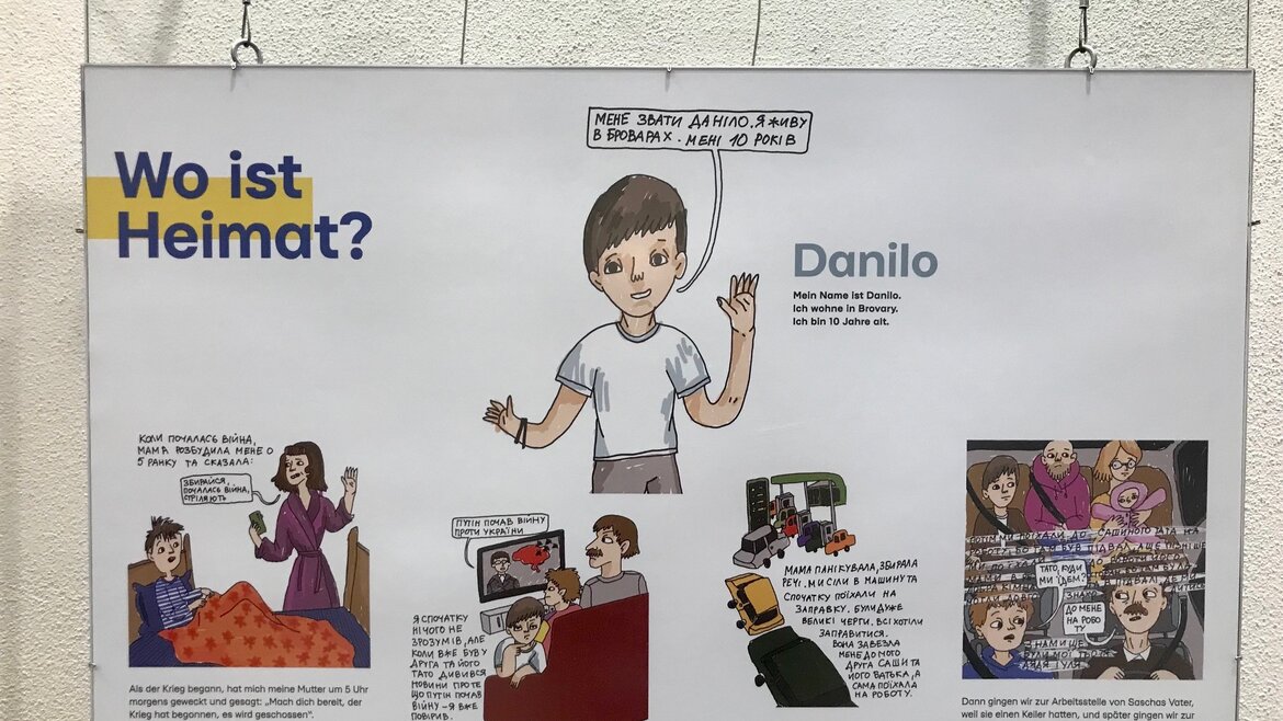 Ein gestaltetes Plakat mit dem Titel "Wo ist Heimat?"